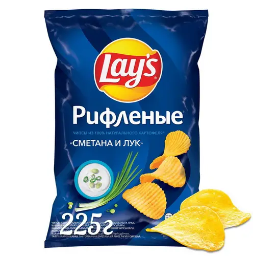 Чипсы Lay's со вкусом Сметаны и Лука сметана и лук РФ вес 225