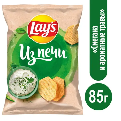 Чипсы картоф. Lay's Из Печи со вкусом СметанаАромТравы 85г