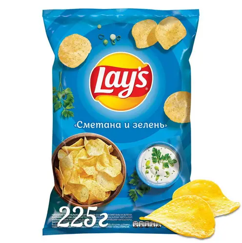 Чипсы Lay's со вкусом Сметаны и Зелени сметана и зелень РФ вес 225