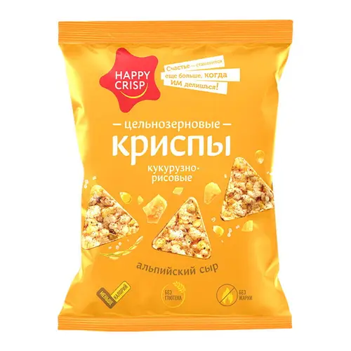 Криспы цельнозерновые "HAPPY CRISP" Альпийский сыр 50г