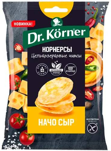 Чипсы цельнозерн кук.-рисовые с сыром начо т.м. "Dr.Korner" 0,05