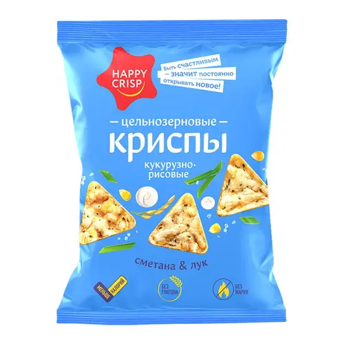 Криспы цельнозерновые "HAPPY CRISP" Сметана и лук 50г