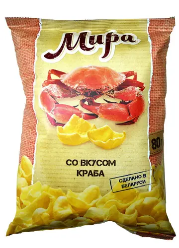 Снеки МИРА картофельные со вкусом краба  вес 80 г