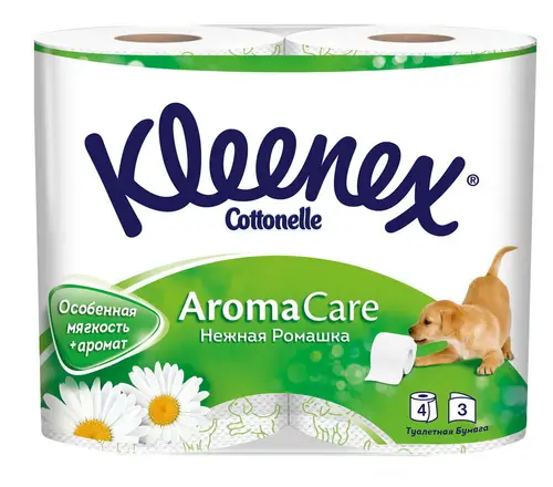 Туалетная бумага Kleenex Cottonelle Aroma Care Нежная ромашка, 3-х сл.,*4рул н.