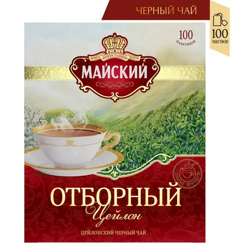 Чай чёрный "Майский" Отборный Цейлон мелк/лист вес 100*2г