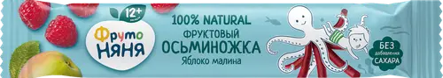 Фруктовые кусочки из яблок и малины Осьминожка 16г ДП ФрутоНяня