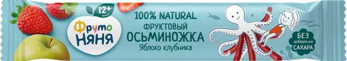 Фруктовые кусочки из яблок и клубники Осьминожка 16г ДП ФрутоНяня