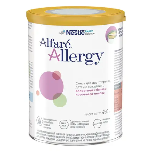 Спец.пищ.прод. диет.лечеб.пит. , сбалансир полуэлемент.пит. ALFARE ALLERGY 400г. д/дет с рожд страд аллергией