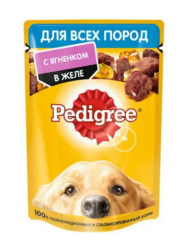 Корм консерв Pedigree с ягненком в желе полнорацион для взросл собак всех пород 85г