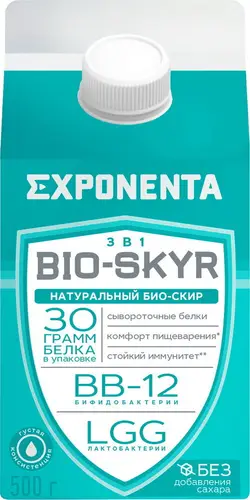 Напиток к/м EXPONENTA BIO-SKYR 3в1 с выс содерж белка обогащ бифидобакт BB-12 лактобакт LGG 500г