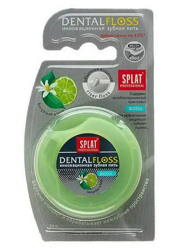 Зубная нить SPLAT Proffesional Dental Floss объемная с аром. бергамота и лайма 30м вес 30 м