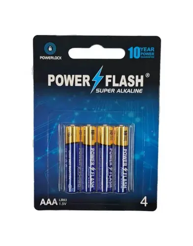 Батарейки «Power Flash» Super Alkaline АAА, 1.5 V, 4 шт, ресурс 380 - 390 мин.