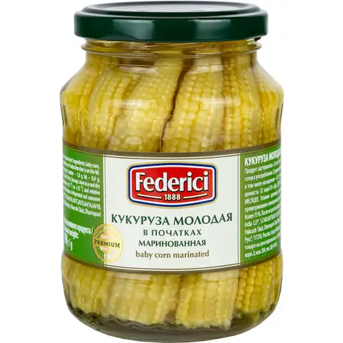 Кукуруза «Federici» в початках маринованная, 340 г