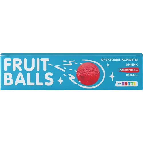 Конфеты фруктовые «Tutti» Fruit Balls, финик, кокос и клубника, 38 г