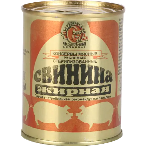 Консервы мясные «Березовский МК» свинина жирная, 340 г