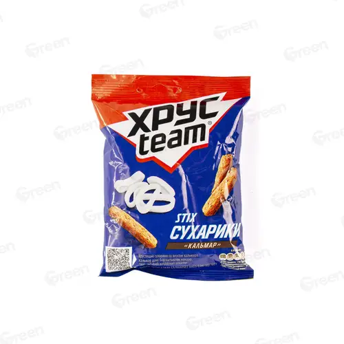 Сухарики хрустящие ХрусTeam STiX со вк Кальмара 60 г уп 55378