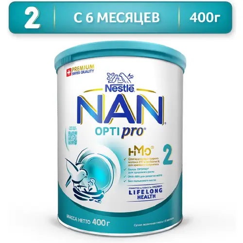 Смесь сухая молочная «Nestle» NAN, 2 Optipro, с 6 месяцев, 400 г