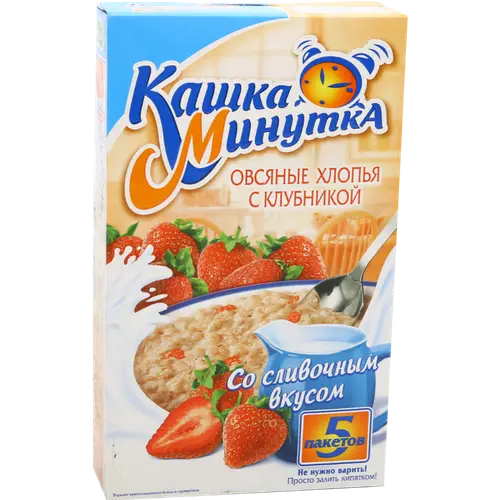 Хлопья овсяные «Кашка-минутка» с клубникой со сливочным вкусом, 215 г