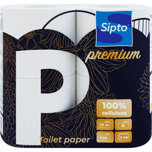 Туалетная бумага «Sipto» Premium, белая, трёхслойная, 4 рулона