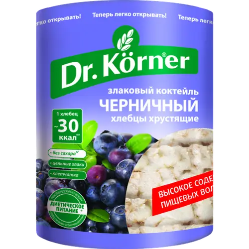 Хлебцы хрустящие «Dr.Korner» злаковый коктейль черничный, 100 г