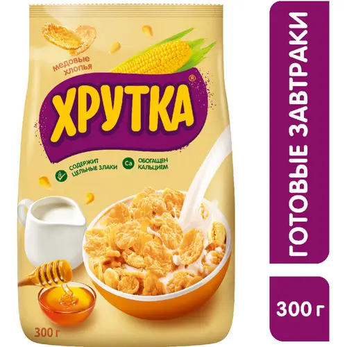 Готовый завтрак «Хрутка» Хлопья кукурузные, медовые, 300 г