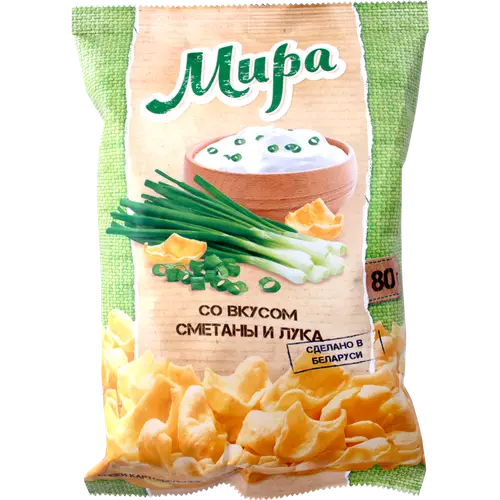 Снеки картофельные «Мира» со вкусом сметаны и лука, 80 г