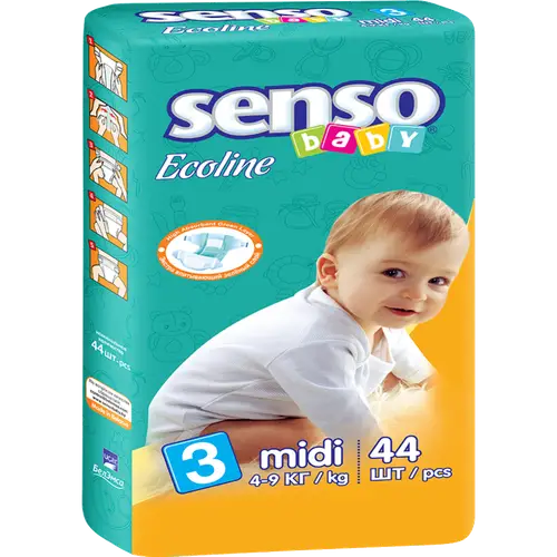 Подгузники детские «Senso Baby» Baby Ecoline, размер 3, 4-9 кг, 44 шт