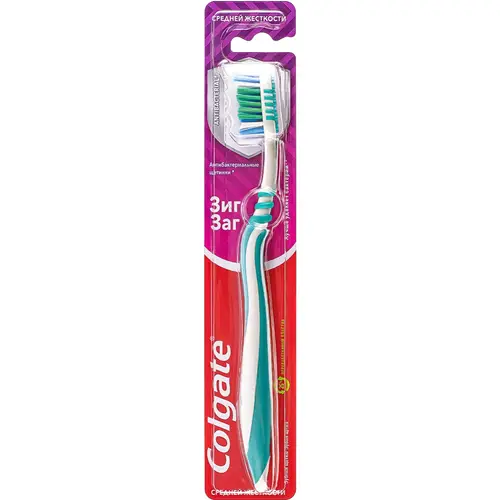 Зубная щетка «Colgate» ЗигЗаг плюс., салатовый/белый