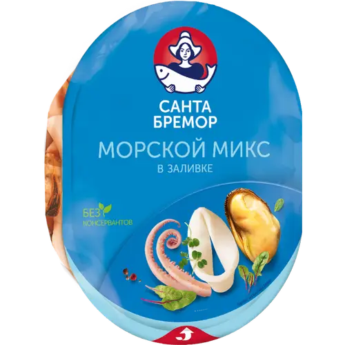 Коктейль из морепродуктов «Санта Бремор» Морской микс в заливке, 180 г