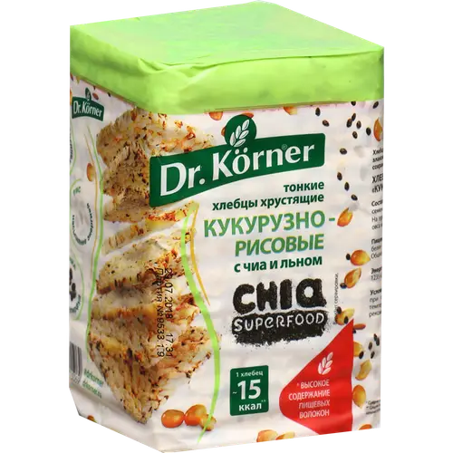 Хлебцы кукурузно-рисовые «Dr.Korner» с чиа и семенами льна, 100 г