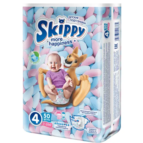 Подгузники детские «Skippy» More Happiness, размер 4, 7-18 кг, 50 шт