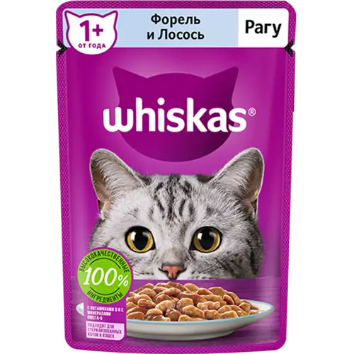 Корм для кошек «Whiskas» Рагу с форелью и лососем, 75 г