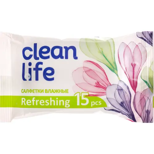 Салфетки влажные «Clean Life» алоэ и зеленый чай, 15 шт