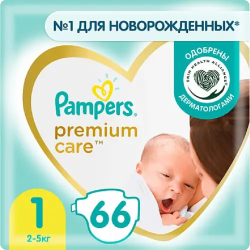 Подгузники детские «Pampers» Premium Care, размер 1, 2-5 кг, 66 шт