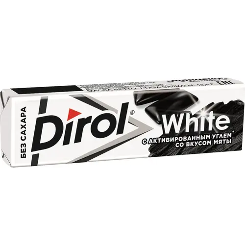 Жевательная резинка «Dirol» White, с активированным углём со вкусом мяты, 13.6 г