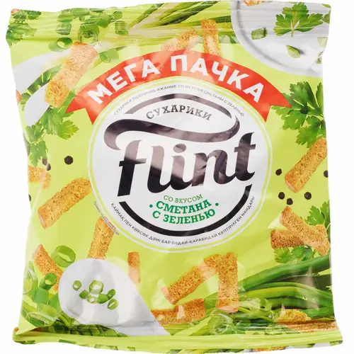 Сухарики пшенично-ржаные «Flint» со вкусом сметаны с зеленью, 100 г