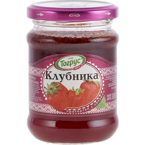 Ягода «Торгус» протертая с сахаром  клубника, 300 г