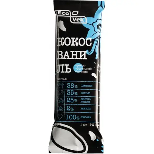 Батончик орехово-фруктовый «Ecovek» кокос-ваниль, 50 г