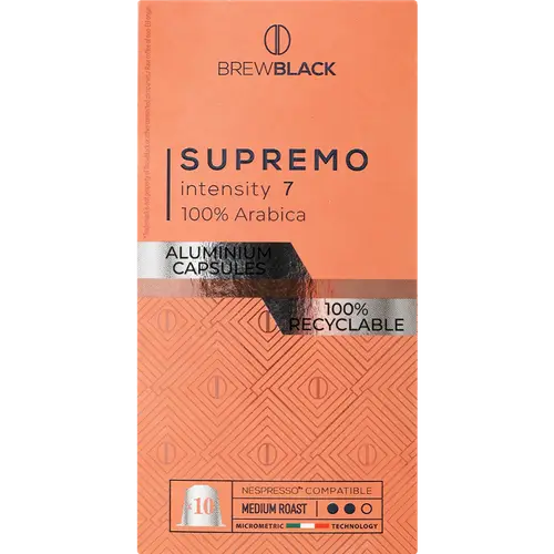 Кофе в капсулах «Carraro» Brew Black Supremo, 10х5.5 г