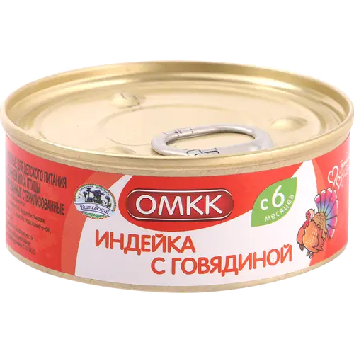 Консервы мясные «ОМКК» индейка с говядиной, 100 г