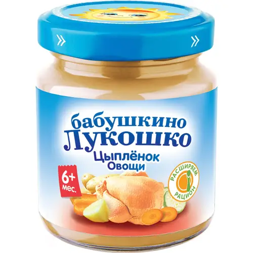 Пюре мясно-овощное «Бабушкино Лукошко» цыпленок и овощи, 100 г