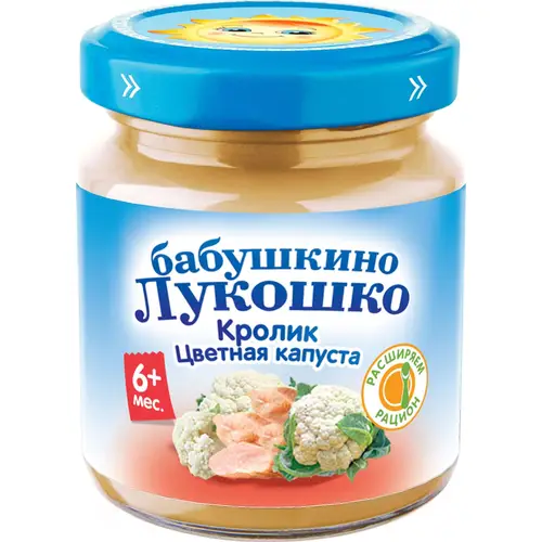 Пюре мясно-овощное «Бабушкино Лукошко» кролик и цветная капуста, 100 г