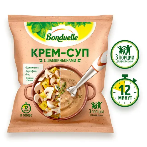 Смесь Bonduelle Крем-Суп с шампиньонами овощная замороженная, 350г