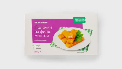 Палочки из филе минтая в панировке зам., 250 г(Продукт замороженный)