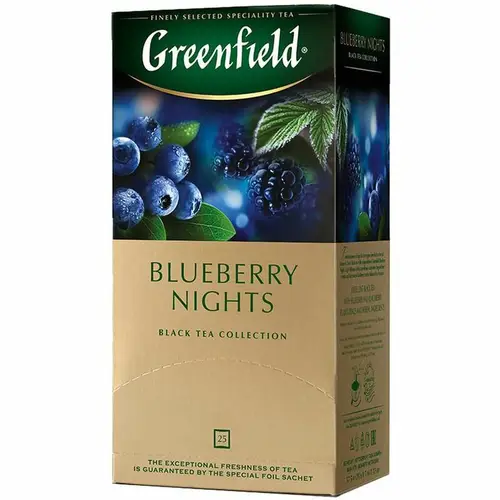 Чай Greenfield Blueberry Nights чёрный с ароматом черники и ежевики в пакетиках, 25х1.5г