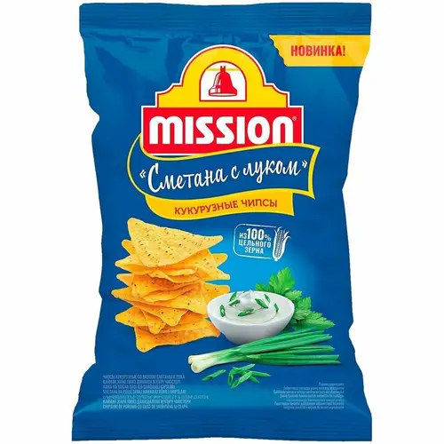 Чипсы MISSION кукурузные со вкусом сметаны и лука 90г