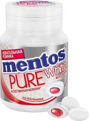 Жевательная резинка Mentos Pure White Клубника, 54г