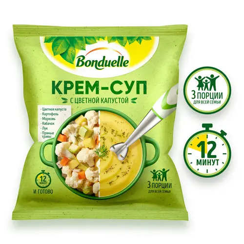 Смесь овощная Bonduelle крем-суп из цветной капусты замороженная, 350г