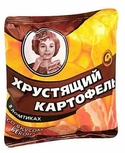 Чипсы картофельные Хрустящий картофель в ломтиках со вкусом Бекона, 70 г