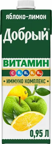 Напиток сокосодержащий Добрый яблочно-лимонный для детей, 950мл